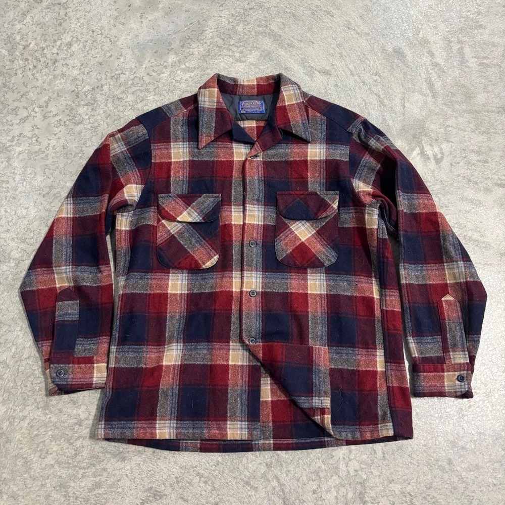 Vintage Pendleton 100% Wool Plaid Jacket Made USA Large